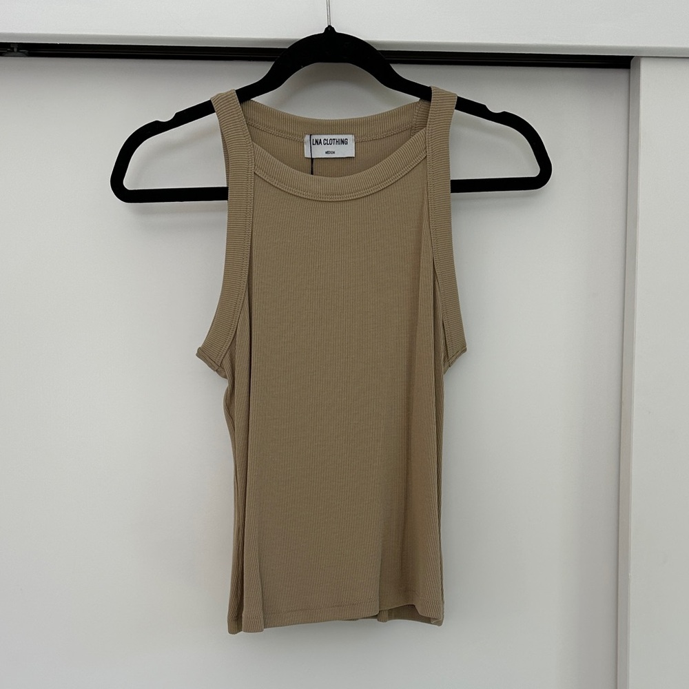 LNA Beige Ribbed Tank Top